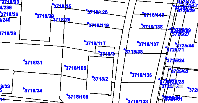 Parcela st. 3718/3 v KÚ Vracov, Katastrální mapa
