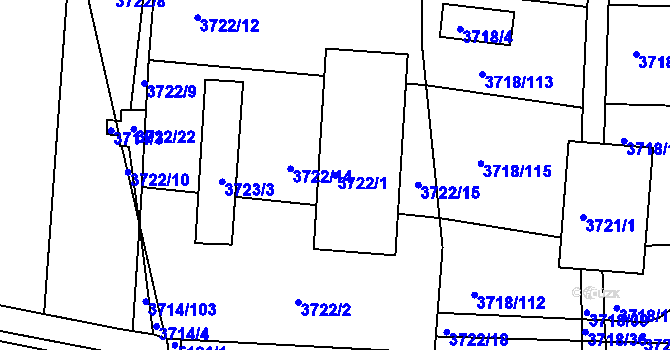 Parcela st. 3722/1 v KÚ Vracov, Katastrální mapa
