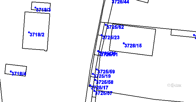 Parcela st. 3725/21 v KÚ Vracov, Katastrální mapa
