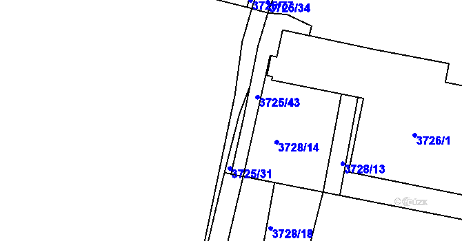 Parcela st. 3725/30 v KÚ Vracov, Katastrální mapa