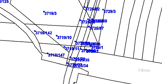 Parcela st. 3725/36 v KÚ Vracov, Katastrální mapa