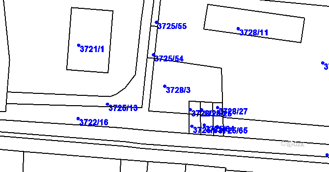 Parcela st. 3728/3 v KÚ Vracov, Katastrální mapa