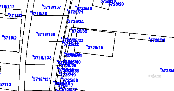 Parcela st. 3728/15 v KÚ Vracov, Katastrální mapa