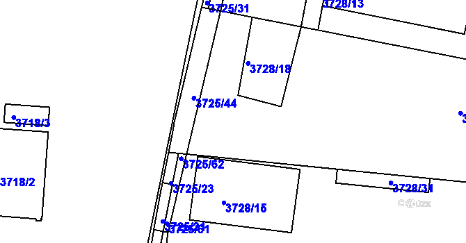 Parcela st. 3728/20 v KÚ Vracov, Katastrální mapa