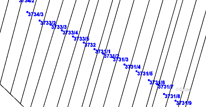 Parcela st. 3731/2 v KÚ Vracov, Katastrální mapa