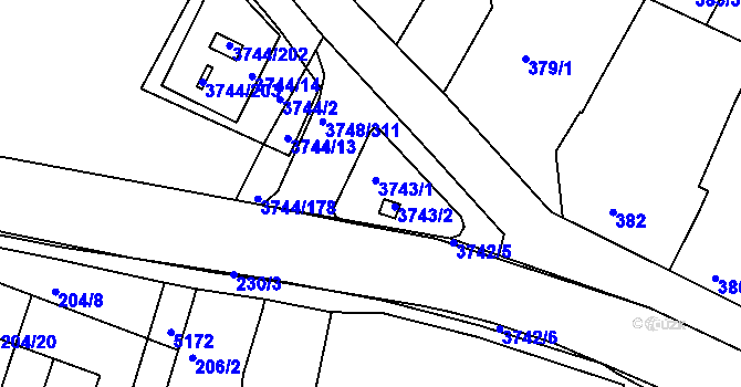 Parcela st. 3743 v KÚ Vracov, Katastrální mapa