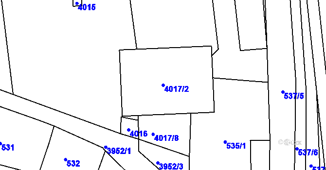 Parcela st. 4017/2 v KÚ Vracov, Katastrální mapa