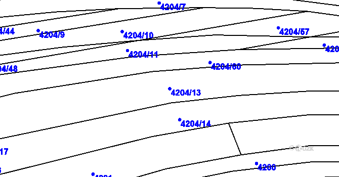 Parcela st. 4204/13 v KÚ Vracov, Katastrální mapa