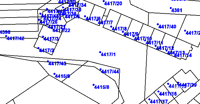 Parcela st. 4417/1 v KÚ Vracov, Katastrální mapa