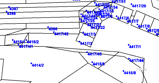 Parcela st. 4417/2 v KÚ Vracov, Katastrální mapa