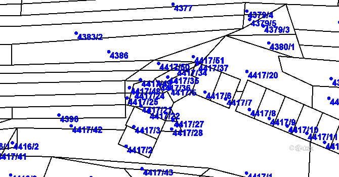 Parcela st. 4417/5 v KÚ Vracov, Katastrální mapa