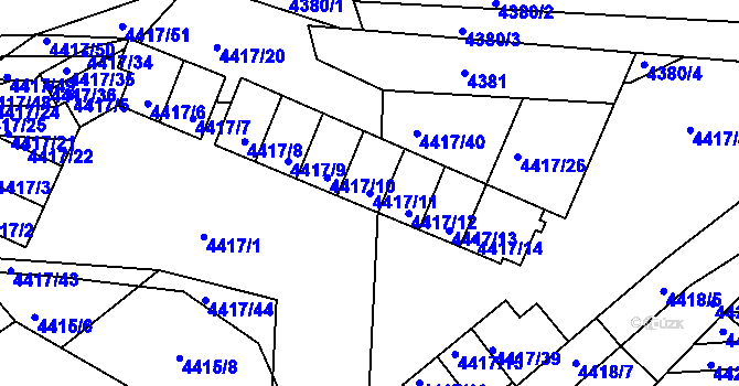 Parcela st. 4417/11 v KÚ Vracov, Katastrální mapa