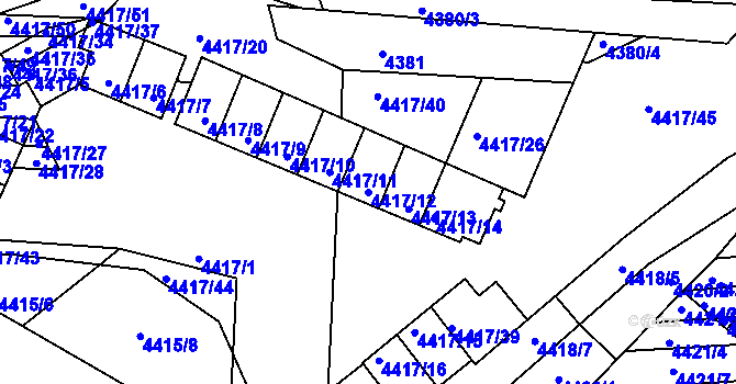 Parcela st. 4417/12 v KÚ Vracov, Katastrální mapa