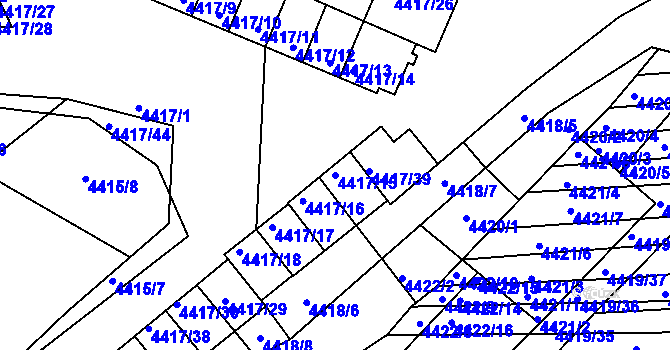 Parcela st. 4417/15 v KÚ Vracov, Katastrální mapa