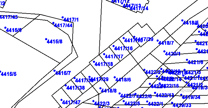 Parcela st. 4417/17 v KÚ Vracov, Katastrální mapa