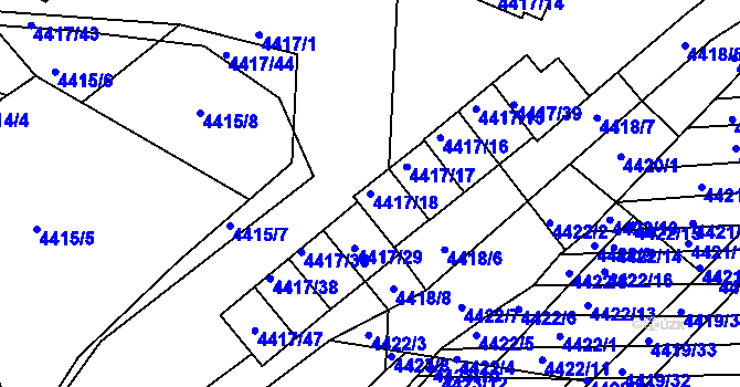 Parcela st. 4417/18 v KÚ Vracov, Katastrální mapa
