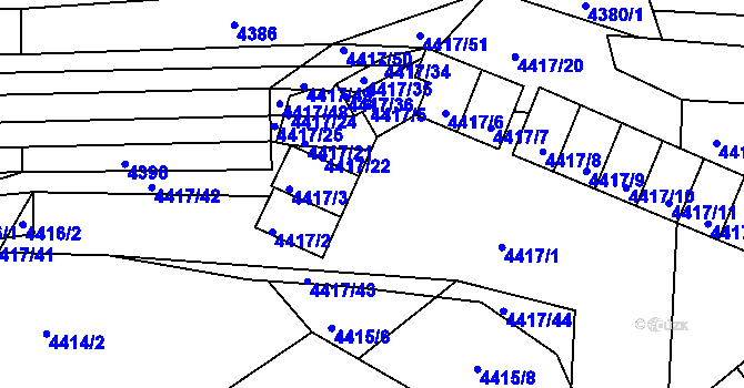 Parcela st. 4417/28 v KÚ Vracov, Katastrální mapa