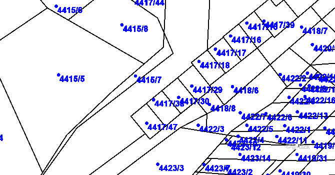 Parcela st. 4417/30 v KÚ Vracov, Katastrální mapa
