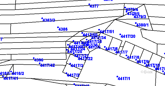 Parcela st. 4417/36 v KÚ Vracov, Katastrální mapa
