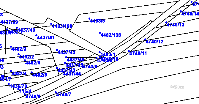 Parcela st. 4483/1 v KÚ Vracov, Katastrální mapa