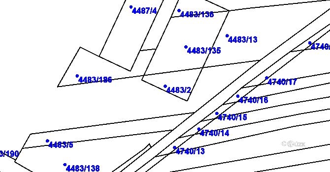 Parcela st. 4483/2 v KÚ Vracov, Katastrální mapa