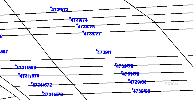 Parcela st. 4739/1 v KÚ Vracov, Katastrální mapa