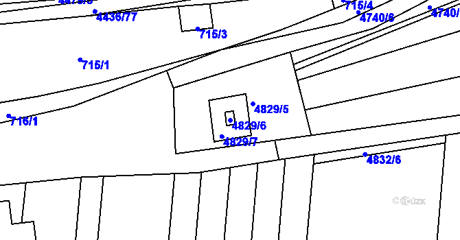 Parcela st. 4829/6 v KÚ Vracov, Katastrální mapa