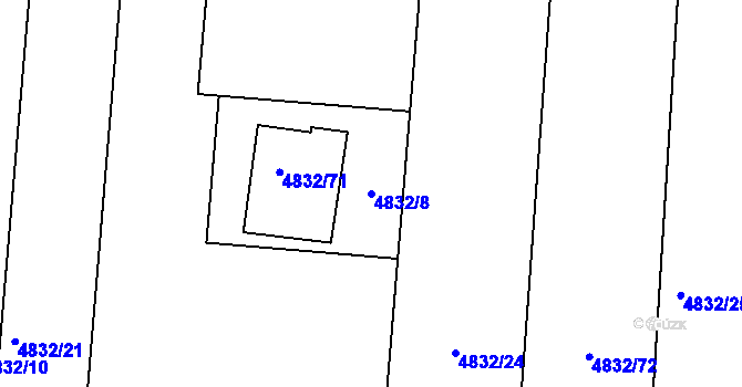 Parcela st. 4832/8 v KÚ Vracov, Katastrální mapa