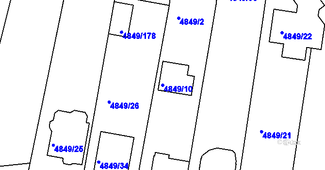 Parcela st. 4849/10 v KÚ Vracov, Katastrální mapa