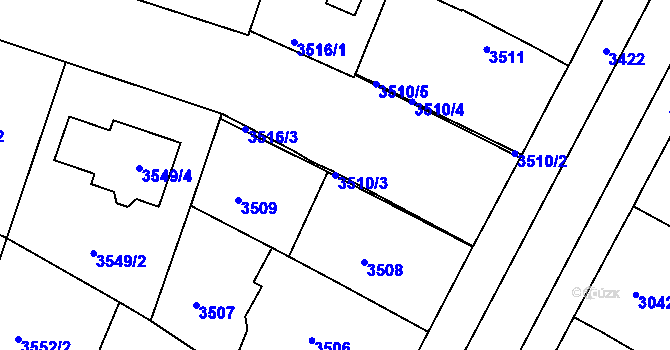 Parcela st. 3510/3 v KÚ Vracov, Katastrální mapa
