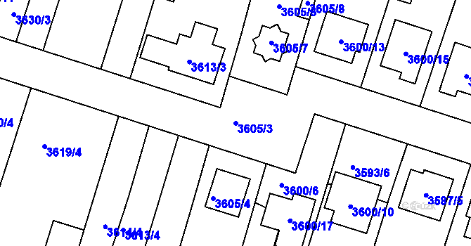 Parcela st. 3605/3 v KÚ Vracov, Katastrální mapa
