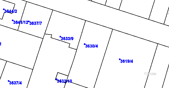 Parcela st. 3630/4 v KÚ Vracov, Katastrální mapa