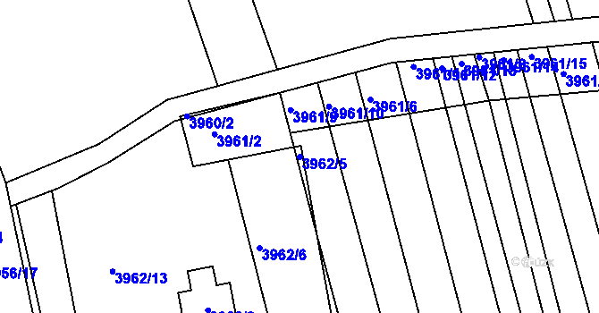 Parcela st. 3962/5 v KÚ Vracov, Katastrální mapa