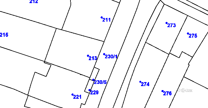 Parcela st. 230/1 v KÚ Vracov, Katastrální mapa