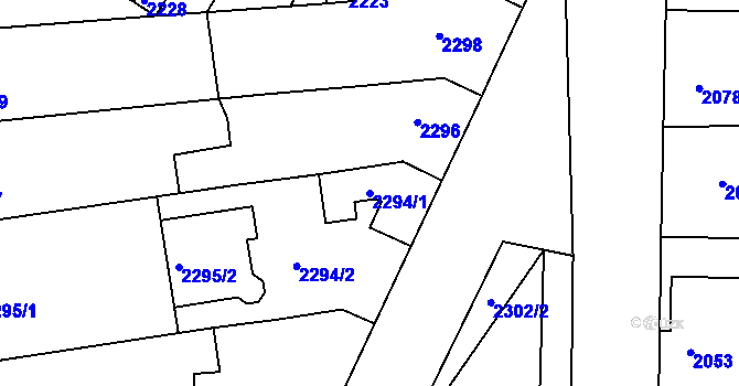 Parcela st. 2294/1 v KÚ Vracov, Katastrální mapa