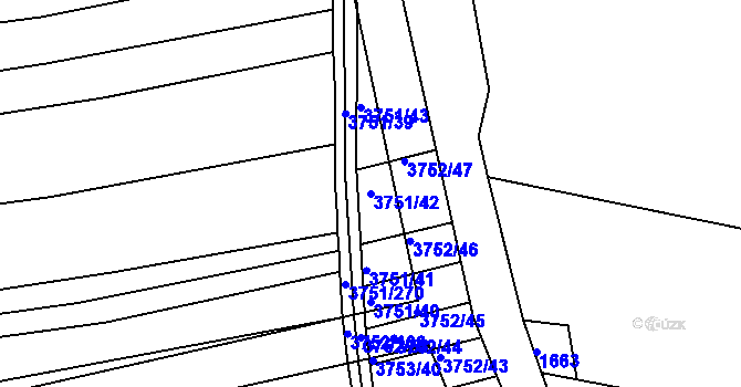 Parcela st. 3751/42 v KÚ Vracov, Katastrální mapa
