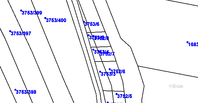 Parcela st. 3752/7 v KÚ Vracov, Katastrální mapa