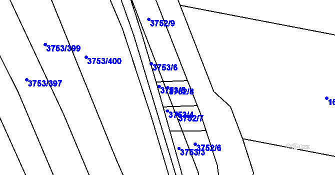 Parcela st. 3752/8 v KÚ Vracov, Katastrální mapa