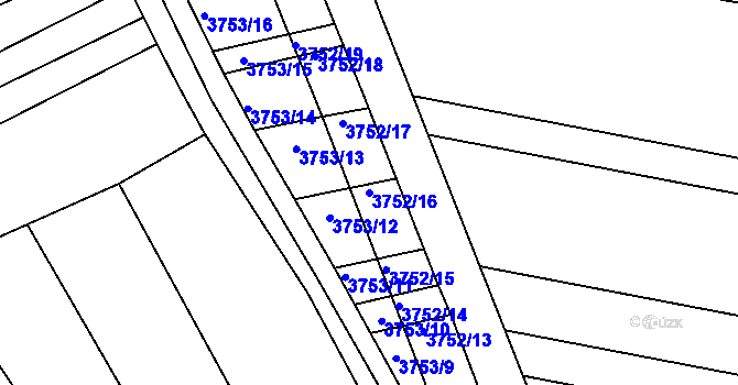 Parcela st. 3752/16 v KÚ Vracov, Katastrální mapa