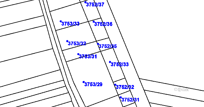 Parcela st. 3752/34 v KÚ Vracov, Katastrální mapa