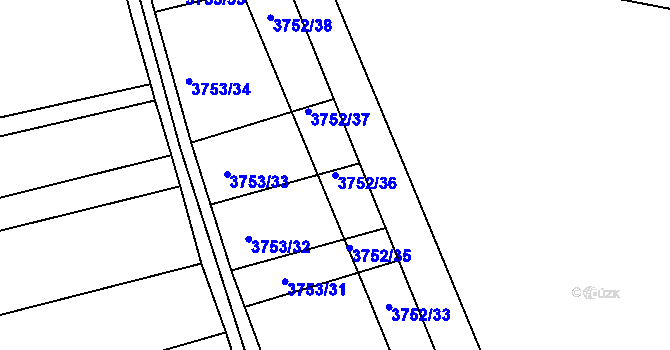 Parcela st. 3752/36 v KÚ Vracov, Katastrální mapa