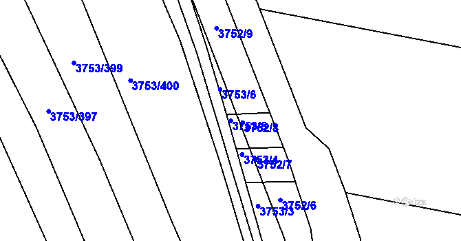 Parcela st. 3753/5 v KÚ Vracov, Katastrální mapa