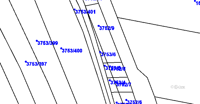 Parcela st. 3753/6 v KÚ Vracov, Katastrální mapa