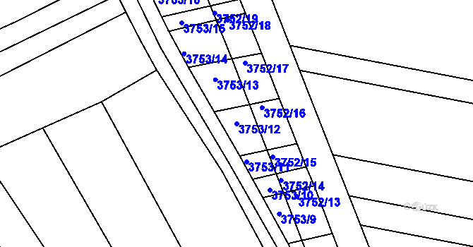 Parcela st. 3753/12 v KÚ Vracov, Katastrální mapa