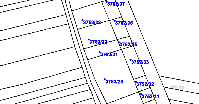Parcela st. 3753/31 v KÚ Vracov, Katastrální mapa