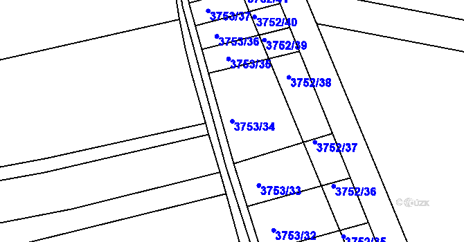 Parcela st. 3753/34 v KÚ Vracov, Katastrální mapa
