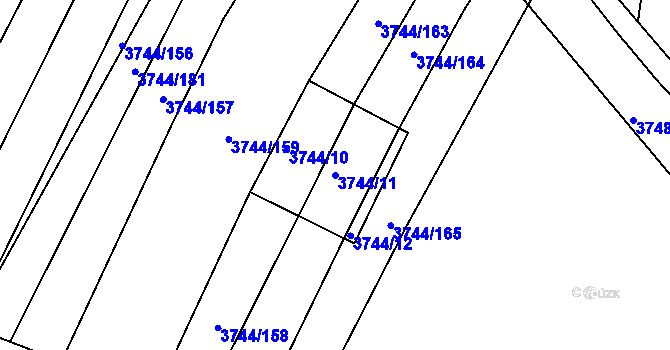 Parcela st. 3744/11 v KÚ Vracov, Katastrální mapa