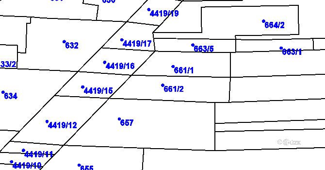 Parcela st. 661/2 v KÚ Vracov, Katastrální mapa
