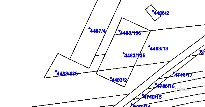Parcela st. 4483/12 v KÚ Vracov, Katastrální mapa