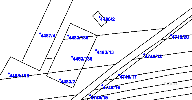 Parcela st. 4483/13 v KÚ Vracov, Katastrální mapa